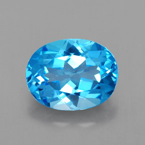 2.51캐럿 천연 스위스 블루 토파즈, 타원형 컷, 9.2×7.2 mm, VVS
