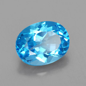 2.51캐럿 천연 스위스 블루 토파즈, 타원형 컷, 9.2×7.2 mm, VVS