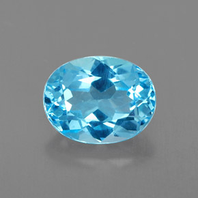 2.51캐럿 천연 스위스 블루 토파즈, 타원형 컷, 9.1×7.1 mm, VVS