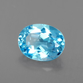 2.51캐럿 천연 스위스 블루 토파즈, 타원형 컷, 9.1×7.1 mm, VVS