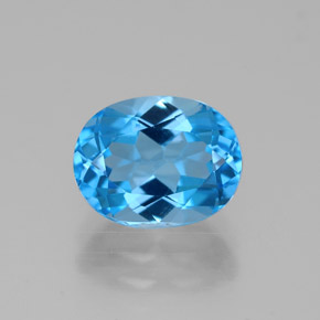 2.71캐럿 천연 스위스 블루 토파즈, 타원형 컷, 9.1×7.1 mm, VVS
