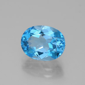 2.71캐럿 천연 스위스 블루 토파즈, 타원형 컷, 9.1×7.1 mm, VVS