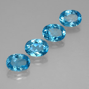 캐럿 천연 스위스 블루 토파즈 보석, 타원형 컷, 8.1×6.1 mm, VVS