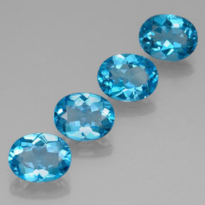 캐럿 천연 스위스 블루 토파즈 보석, 타원형 컷, 9.1×7.1 mm, VVS