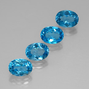 캐럿 천연 스위스 블루 토파즈 보석, 타원형 컷, 8.1×6 mm, VVS