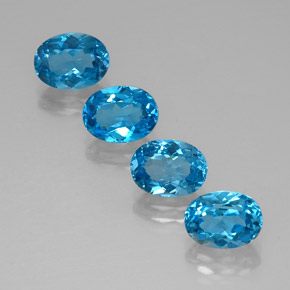 캐럿 천연 스위스 블루 토파즈 보석, 타원형 컷, 8.1×6 mm, VVS