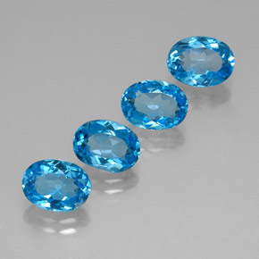 캐럿 천연 스위스 블루 토파즈 보석, 타원형 컷, 8.1×6 mm, VVS