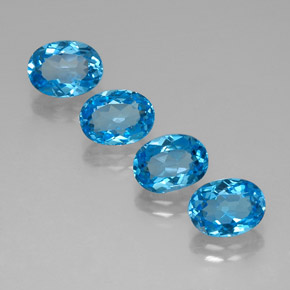 캐럿 천연 스위스 블루 토파즈 보석, 타원형 컷, 8.1×6 mm, VVS