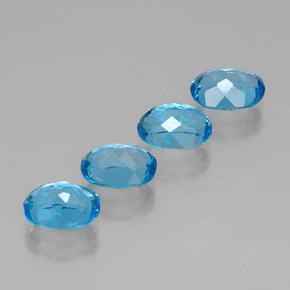 캐럿 천연 스위스 블루 토파즈 보석, 타원형 컷, 8.1×6 mm, VVS
