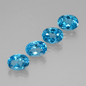 캐럿 천연 스위스 블루 토파즈 보석, 타원형 컷, 8.1×6.1 mm, VVS