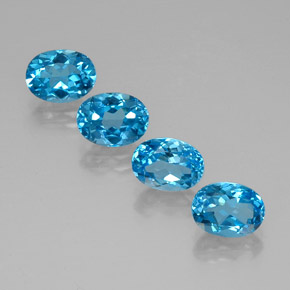 캐럿 천연 스위스 블루 토파즈 보석, 타원형 컷, 8.1×6.1 mm, VVS