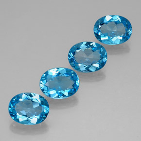 캐럿 천연 스위스 블루 토파즈 보석, 타원형 컷, 9.1×7.2 mm, VVS