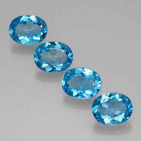 캐럿 천연 스위스 블루 토파즈 보석, 타원형 컷, 9.1×7.2 mm, VVS