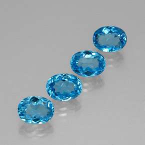 캐럿 천연 스위스 블루 토파즈 보석, 타원형 컷, 8×6.1 mm, VVS
