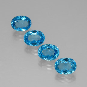 캐럿 천연 스위스 블루 토파즈 보석, 타원형 컷, 8×6.1 mm, VVS