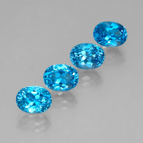 캐럿 천연 스위스 블루 토파즈 보석, 타원형 컷, 8×6.1 mm, VVS