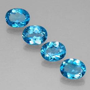 캐럿 천연 스위스 블루 토파즈 보석, 타원형 컷, 9.2×7.2 mm, VVS