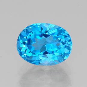 1.79캐럿 천연 스위스 블루 토파즈, 타원형 컷, 7.9×6.1 mm, VVS-VS