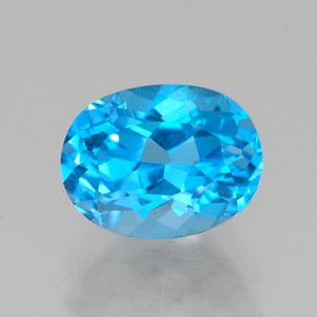 1.80캐럿 천연 스위스 블루 토파즈, 타원형 컷, 7.9×6.1 mm, VVS