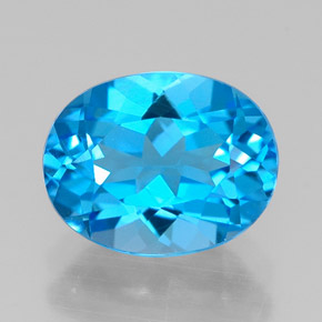 2.41캐럿 천연 스위스 블루 토파즈, 타원형 컷, 9.1×7.1 mm, VVS