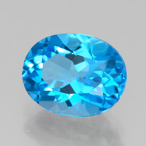2.41캐럿 천연 스위스 블루 토파즈, 타원형 컷, 9.1×7.1 mm, VVS