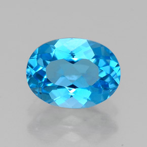 1.53캐럿 천연 스위스 블루 토파즈, 타원형 컷, 8×6 mm, VVS