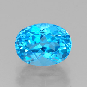 1.95캐럿 천연 스위스 블루 토파즈, 타원형 컷, 8.1×6.1 mm, VVS