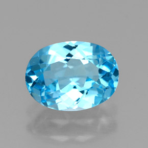 1.47캐럿 천연 스위스 블루 토파즈, 타원형 컷, 8.1×6 mm, VVS