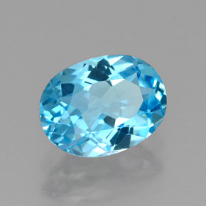 1.47캐럿 천연 스위스 블루 토파즈, 타원형 컷, 8.1×6 mm, VVS
