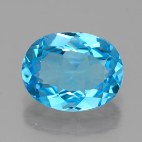 2.18캐럿 천연 스위스 블루 토파즈, 타원형 컷, 9.2×7.1 mm, VVS