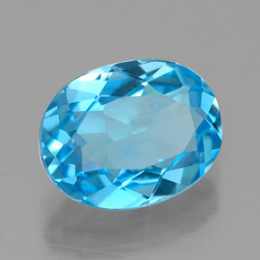 2.18캐럿 천연 스위스 블루 토파즈, 타원형 컷, 9.2×7.1 mm, VVS