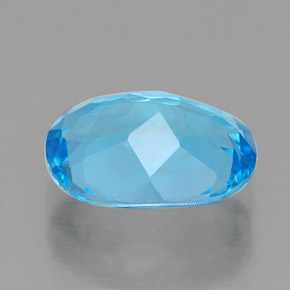 2.18캐럿 천연 스위스 블루 토파즈, 타원형 컷, 9.2×7.1 mm, VVS