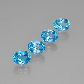 캐럿 천연 스위스 블루 토파즈 보석, 타원형 컷, 8.1×6.1 mm, VVS