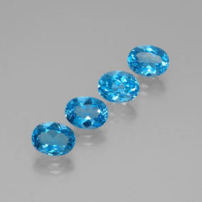 캐럿 천연 스위스 블루 토파즈 보석, 타원형 컷, 8×6.1 mm, VVS