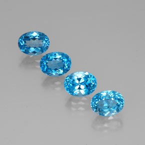 캐럿 천연 스위스 블루 토파즈 보석, 타원형 컷, 8×6.1 mm, VVS