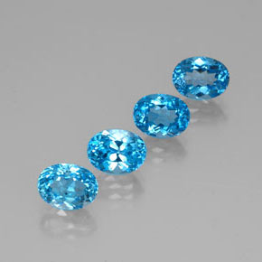 캐럿 천연 스위스 블루 토파즈 보석, 타원형 컷, 8×6.1 mm, VVS