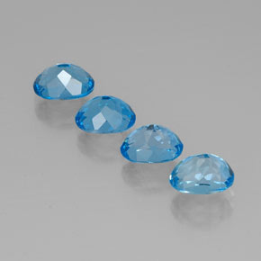 캐럿 천연 스위스 블루 토파즈 보석, 타원형 컷, 8×6.1 mm, VVS