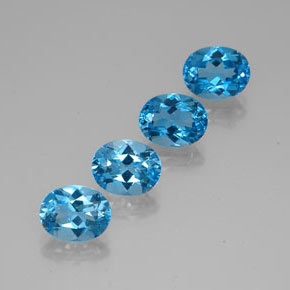 캐럿 천연 스위스 블루 토파즈 보석, 타원형 컷, 9.1×7.2 mm, VVS