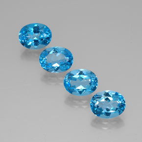 캐럿 천연 스위스 블루 토파즈 보석, 타원형 컷, 9.1×7.2 mm, VVS