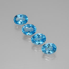 캐럿 천연 스위스 블루 토파즈 보석, 타원형 컷, 8×6 mm, VVS