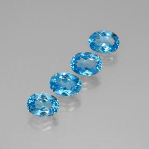 캐럿 천연 스위스 블루 토파즈 보석, 타원형 컷, 8×6 mm, VVS