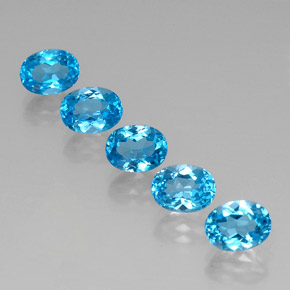 캐럿 천연 스위스 블루 토파즈 보석, 타원형 컷, 8.1×6.1 mm, VVS