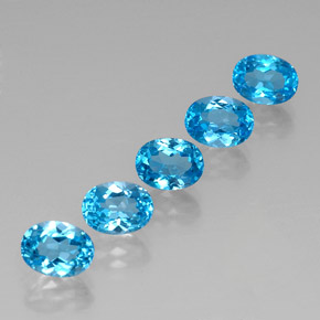 캐럿 천연 스위스 블루 토파즈 보석, 타원형 컷, 8.1×6.1 mm, VVS