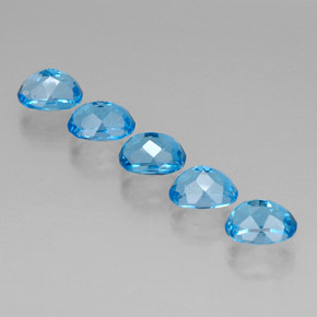 캐럿 천연 스위스 블루 토파즈 보석, 타원형 컷, 8.1×6.1 mm, VVS
