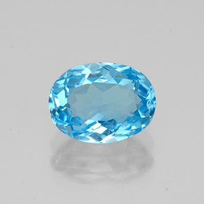 1.62캐럿 천연 스위스 블루 토파즈, 타원형 컷, 8×6 mm, VVS