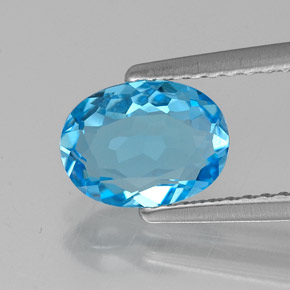 1.36캐럿 천연 스위스 블루 토파즈, 타원형 컷, 8.1×6 mm, VVS