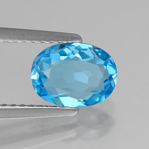1.36캐럿 천연 스위스 블루 토파즈, 타원형 컷, 8.1×6 mm, VVS