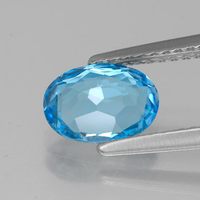 1.36캐럿 천연 스위스 블루 토파즈, 타원형 컷, 8.1×6 mm, VVS