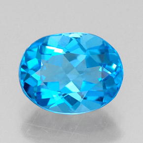 2.28캐럿 천연 스위스 블루 토파즈, 타원형 컷, 9.1×7.1 mm, VVS
