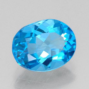 2.28캐럿 천연 스위스 블루 토파즈, 타원형 컷, 9.1×7.1 mm, VVS